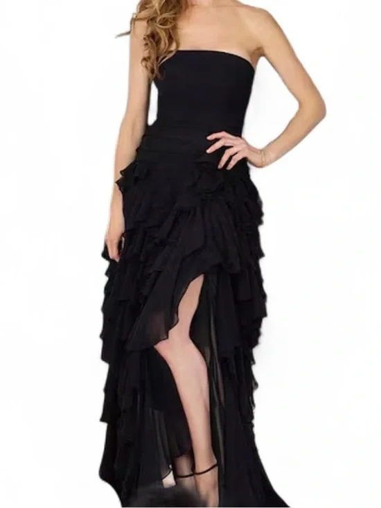 Muse by Marchesa Dahlia Chiffon Ruched Cascading Formal Maxi Dress - Picture 2 of 10